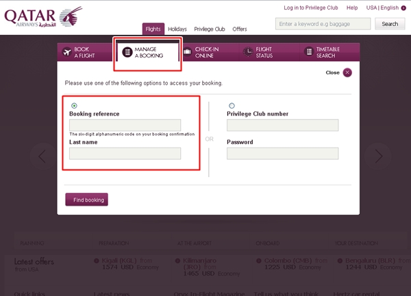 Manage My Qatar Airways Booking